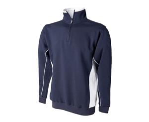 Finden & Hales Mens 1/4 Zip Sweatshirt Top (Navy/White) - RW423