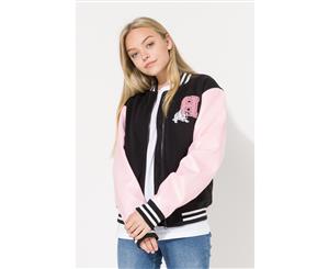 Hype Disney Black Dalmatians Kids Girls Varsity Jacket - Black