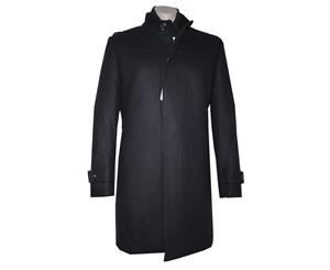 Men's Trench Long Winter Overcoat - Black