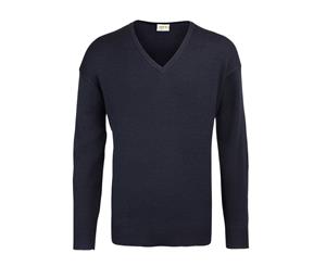 Rty Workwear Mens V-Neck Arcylic Wool Sweater / Sweatshirt (Navy) - RW1330