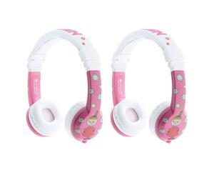 2x Buddyphones Moomin Foldable Kids Headphones w/Travel Bag Little My White/Pink