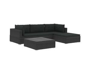 5 Piece Garden Lounge Set with Cushions Poly Rattan Black Outdoor Set