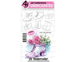 Art Impressions Watercolor Cling Rubber Stamps-Wc Shoe