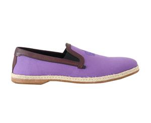 Dolce & Gabbana Purple Cotton Leather Crown Loafers