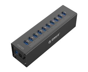 Orico Aluminium 10-Port USB 3.0 Hub with 3.3Ft/1M USB 3.0 Cable - Black