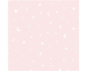 Over the Rainbow Stars and Moons Wallpaper Pink (90981)