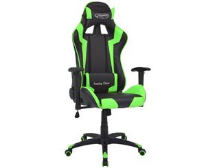 Reclining Racing Gaming Chair Artificial Leather Green Computer Seating