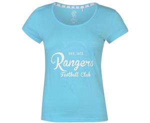 Team Women FC Crest Print T Shirt Tee Top Ladies - Blue