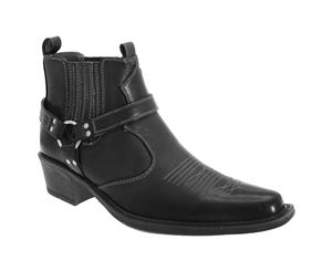 Us Brass Mens Eastwood Cowboy Ankle Boots (Black) - DF103