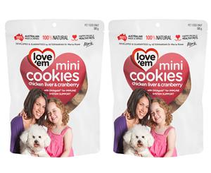 2 x Love'em Chicken & Cranberry Mini Liver Cookies For Dogs 300g