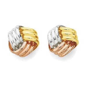 9ct Gold Tri Tone Small Knot Studs