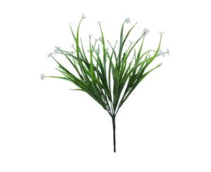 Artificial Fake Flowers Bouquet Greenery Foliage Leaf Roses Wedding Decor[Design Grass Bush B - White (40cm)]