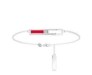 Boston Red Sox Diamond Link Bracelet For Women In Sterling Silver Design by BIXLER - Sterling Silver