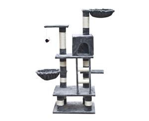 Cat Tree 122cm Grey Pet Scratching Post Pole Kitten Playhouse House