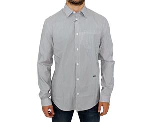 Gf Ferre Gray Striped Cotton Casual Shirt