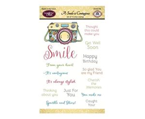 JustRite Papercraft Clear Stamps 4 inch X6 inch A Smile Is Contagious