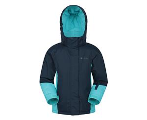 Mountain Warehouse Kids Ski Jacket Snowproof Fleece Lined Boys Girls Winter Coat - Navy