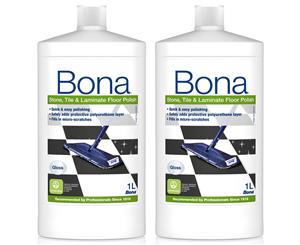 2PK Bona 1L Stone Tile & Laminate Polish Protective Floor Polisher Gloss Finish