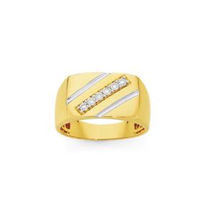 9ct Gold Diamond Rectangle Top Gents Dress Ring