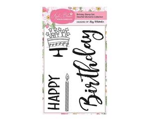 Apple Blossom A6 Stamp Set - Birthday with Sentiments Set of 4 - Heartfelt Moments