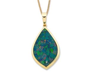 Bevilles 9ct Yellow Gold Mosaic Triplet Opal Necklace Curb