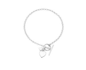 Bevilles Sterling Silver Heart Charm Toggle Belcher Bracelet Belcher|Charm