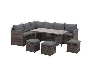 Bondi 2-in-1 Wicker Outdoor Sofa Dining Set - Dark Grey Cushion