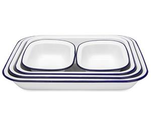 Falcon Enamel 5 Piece Baking Set - White with Blue Rim