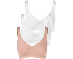 Pull On Sleep Bra Set - 2 White 1 Nude