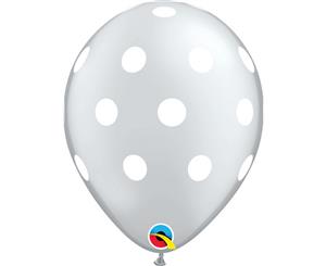 Qualatex 11 Inch Polka Dot Design Balloons (Pack Of 25) (Silver) - SG8792