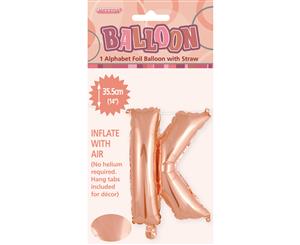 Rose Gold K Alphabet Foil Balloon 35cm