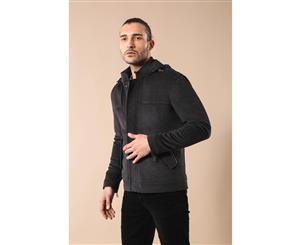 Wessi Slimfit Zippered Sleeve Hooded Smoked Coat