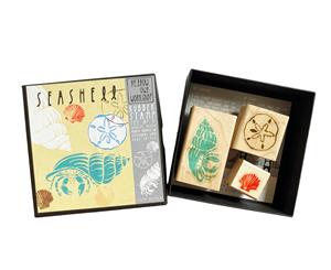 Yellow Owl Workshop Seashell Rubber Stamp Set of 3