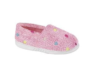 Zedzzz Childrens Girls Molly Dotted Plush Slipper (Pink) - DF1486