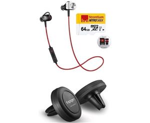 MEIZU M3 Note Accessory Bundle STRONTIUM 64 GB SDXC MEIZU EP51 Wireless Bluetooth 4.0 Sports Headphone Spigen Air Vent Magnetic Universal Car Mount