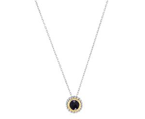 18k Gold And Sterling Silver Black Onyx Fancy Necklace 18" - Yellow