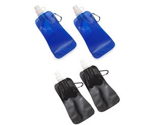 4x Doozie 450ml Collapsible Camping Water Drink Bottle Gym Sport Kid Blue Black