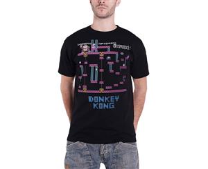 Donkey Kong T Shirt Level Official Nintendo Retro Gamer Mens - Black