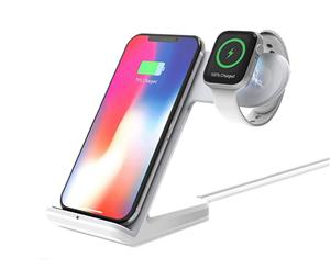 Dual Wireless Charging Dock (including for iWatch) WHITE