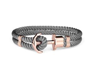 Paul Hewitt PHrep Nylon Rose Gold Anchor Grey Bracelet