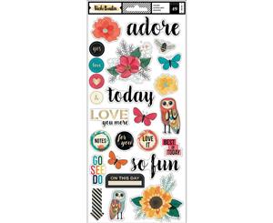 Vicki Boutin - Wildflower & Honey - Stickers 6 inches X12 inches 49 pack - Accent & Phrase with Gold Foil