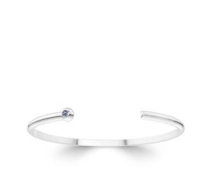 White On White Fashion Sapphire Cuff Bracelet For Women In Sterling Silver - Sterling Silver