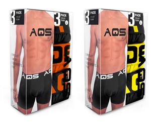 AQS - Men's Boxers Pack of 6 - Black Yellow Black + Black Orange Black