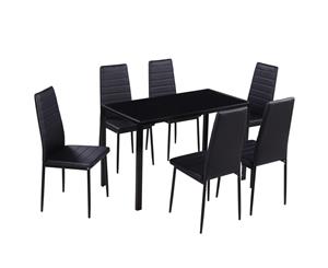 Dining Furniture Set 7 pcs Black Home Kitchen Dinner Room Table Chairs