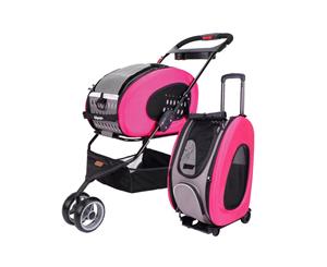 Ibiyaya EVA 5-in-1 Combo Pet Carrier Pram & Backpack Hot Pink