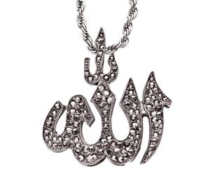Iced Out Bling Hip Hop Chain - ALLAH black - Black