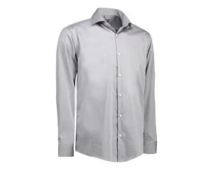 Id Mens Fine Twill Shirt Long Sleeve Modern Fit (Grey) - ID511