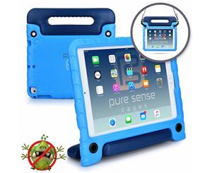 Pure Sense Buddy [ANTI-MICROBIAL KIDS CASE] Child Proof case for iPad 5th iPad 6th Generation iPad Air 2 1 | Stand Handle Shoulder Strap (Blue)