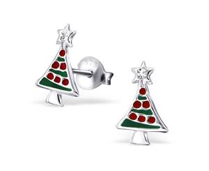 Silver Christmas Tree Earrings