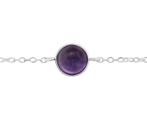 Sterling Silver Genuine Amethyst Round Bracelet